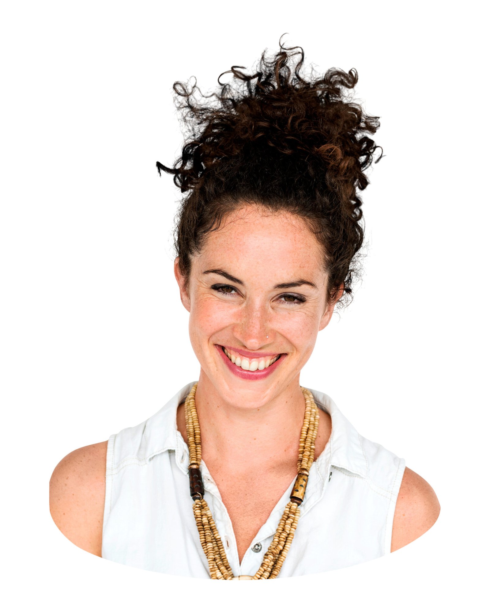 PNG Smiling brunette woman, collage element, transparent background